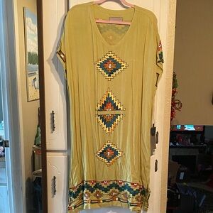 Double D Ranch Olive Geometric dress